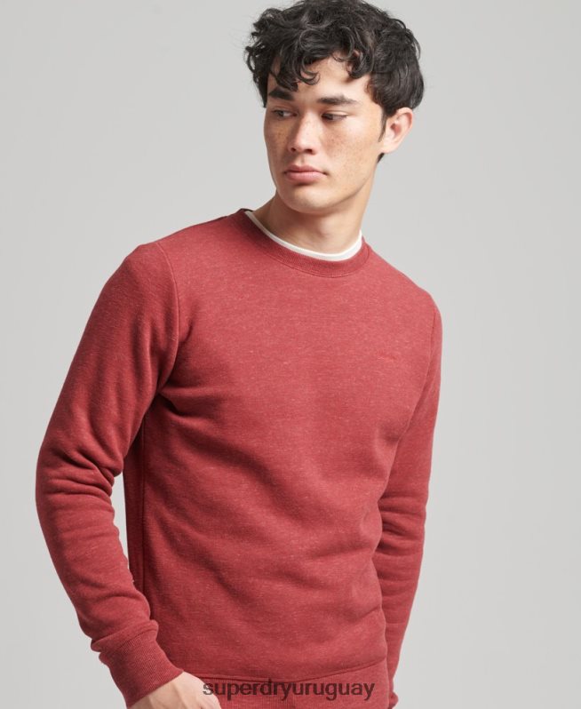 uy Superdry hombres sudadera con cuello redondo y logo esencial de algodón orgánico rojo DT2N8Z5037 ropa