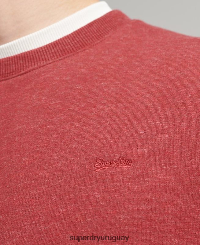 uy Superdry hombres sudadera con cuello redondo y logo esencial de algodón orgánico rojo DT2N8Z5037 ropa