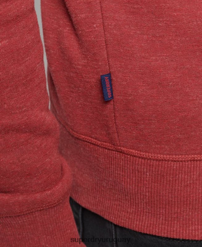uy Superdry hombres sudadera con cuello redondo y logo esencial de algodón orgánico rojo DT2N8Z5037 ropa