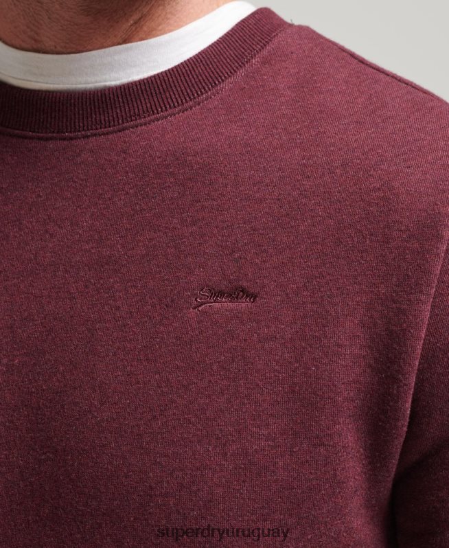 uy Superdry hombres sudadera con cuello redondo y logo esencial de algodón orgánico rojo DT2N8Z673 ropa