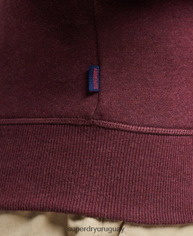 uy Superdry hombres sudadera con cuello redondo y logo esencial de algodón orgánico rojo DT2N8Z673 ropa