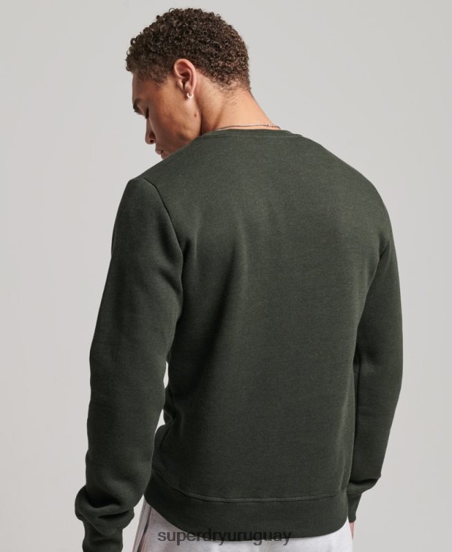 uy Superdry hombres sudadera con cuello redondo y logo esencial de algodón orgánico verde DT2N8Z5067 ropa