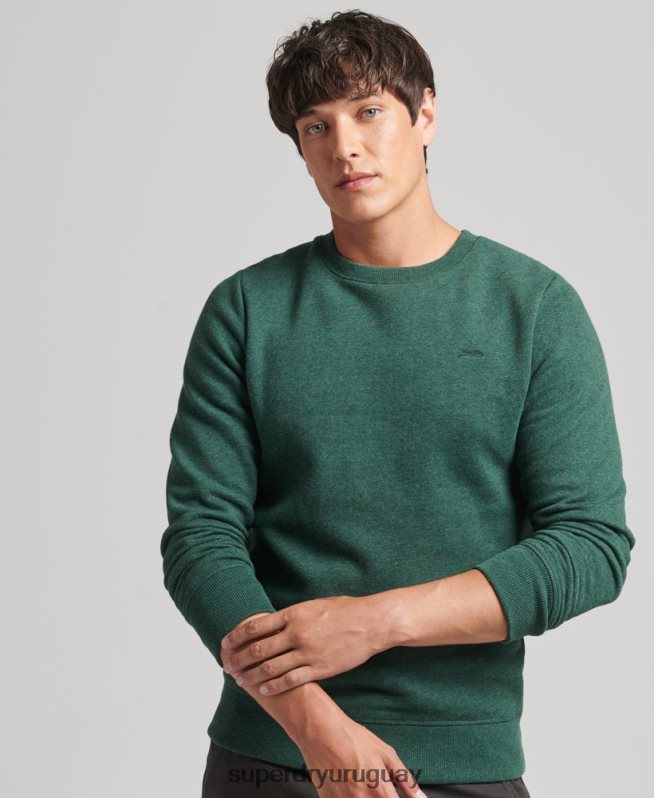 uy Superdry hombres sudadera con cuello redondo y logo esencial de algodón orgánico verde DT2N8Z601 ropa