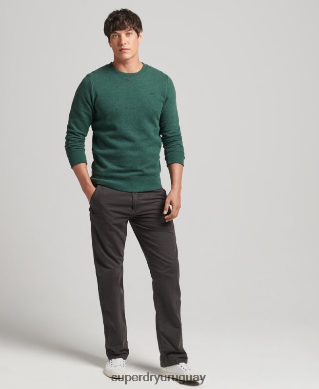 uy Superdry hombres sudadera con cuello redondo y logo esencial de algodón orgánico verde DT2N8Z601 ropa