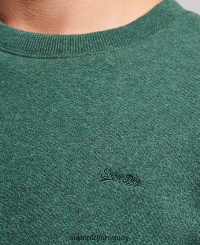 uy Superdry hombres sudadera con cuello redondo y logo esencial de algodón orgánico verde DT2N8Z601 ropa