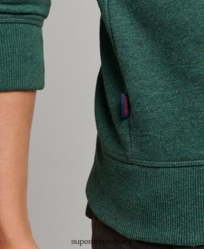 uy Superdry hombres sudadera con cuello redondo y logo esencial de algodón orgánico verde DT2N8Z601 ropa