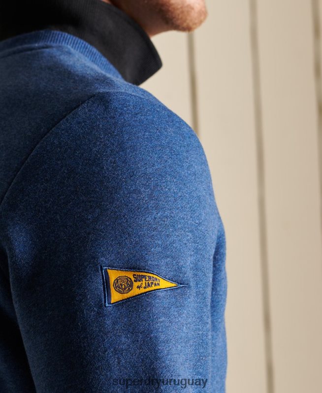 uy Superdry hombres sudadera con cuello redondo y logo vintage azul DT2N8Z5181 ropa