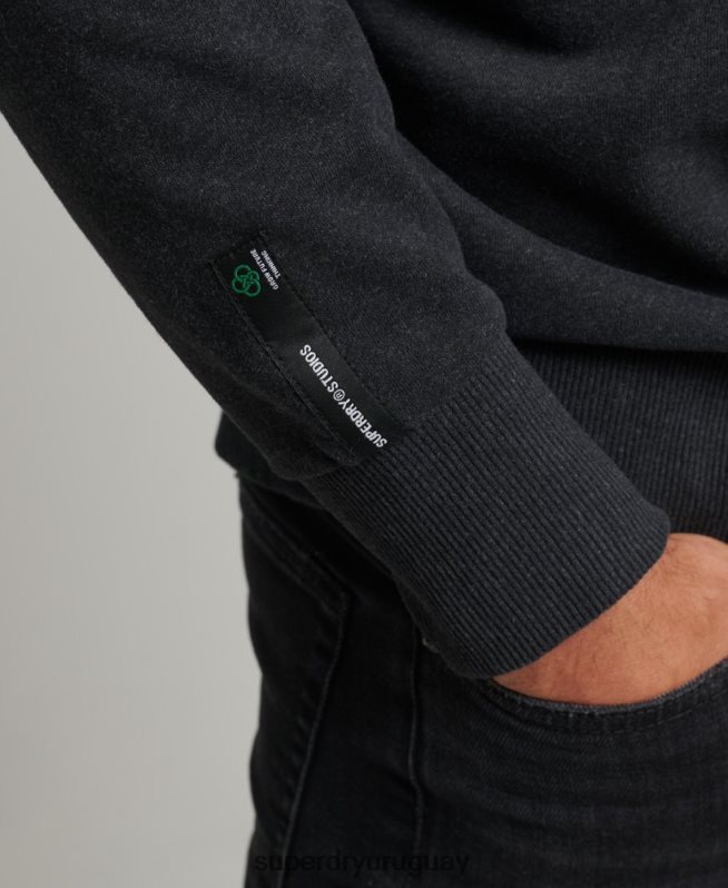 uy Superdry hombres sudadera con cuello redondo y micro top reciclado negro DT2N8Z889 ropa