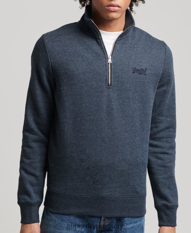uy Superdry hombres sudadera con cuello tunecino y cremallera con logo vintage de algodón orgánico Armada DT2N8Z5086 ropa
