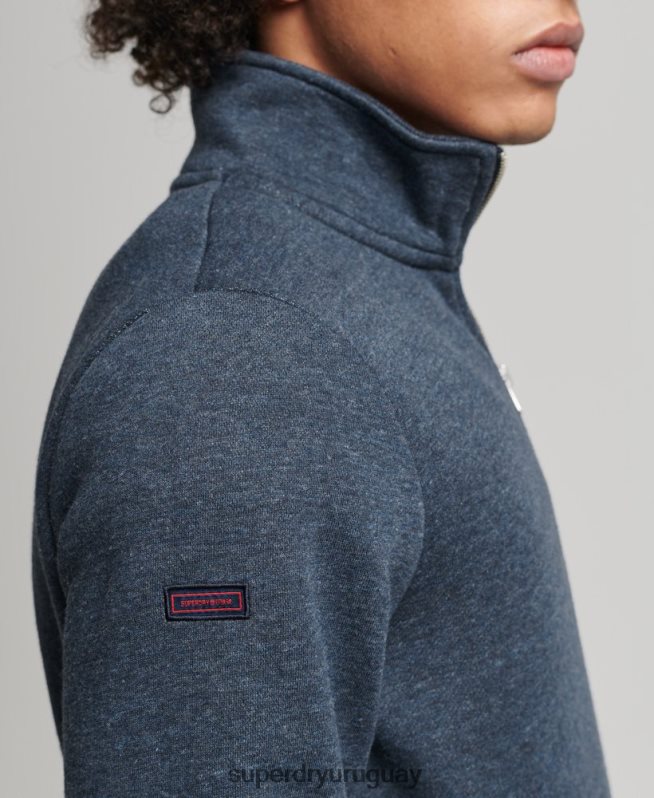 uy Superdry hombres sudadera con cuello tunecino y cremallera con logo vintage de algodón orgánico Armada DT2N8Z5086 ropa