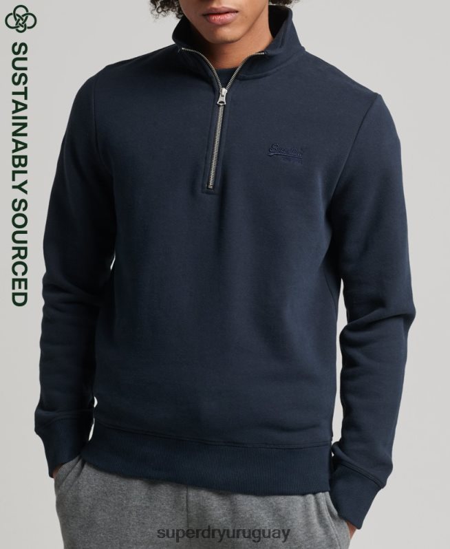 uy Superdry hombres sudadera con cuello tunecino y cremallera con logo vintage de algodón orgánico Armada DT2N8Z5229 ropa