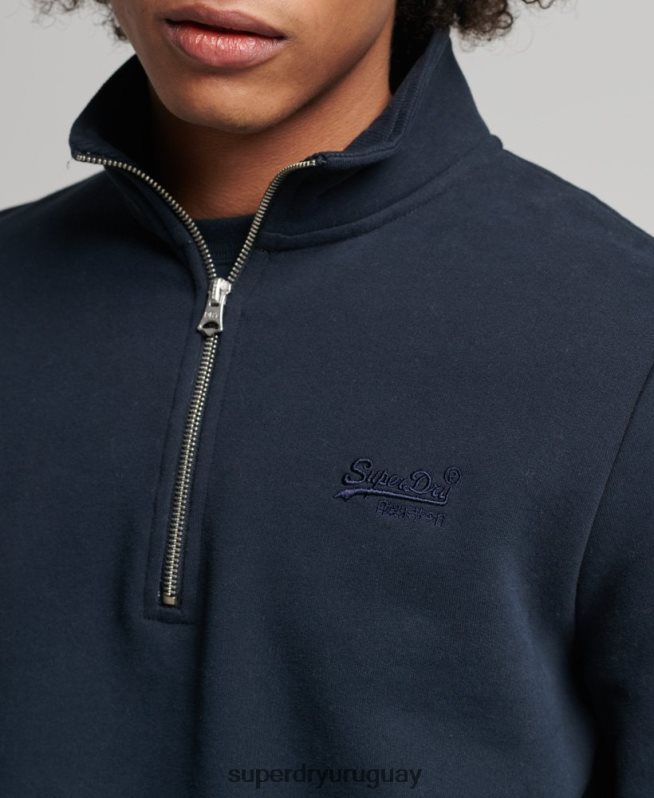 uy Superdry hombres sudadera con cuello tunecino y cremallera con logo vintage de algodón orgánico Armada DT2N8Z5229 ropa