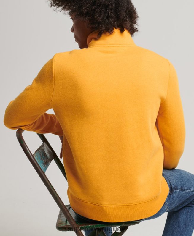 uy Superdry hombres sudadera con cuello tunecino y cremallera con logo vintage de algodón orgánico amarillo DT2N8Z5042 ropa
