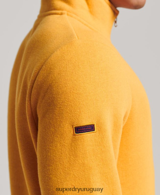 uy Superdry hombres sudadera con cuello tunecino y cremallera con logo vintage de algodón orgánico amarillo DT2N8Z5042 ropa