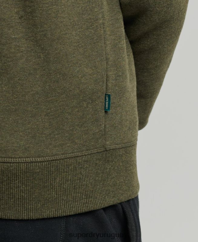 uy Superdry hombres sudadera con cuello tunecino y cremallera con logo vintage de algodón orgánico caqui DT2N8Z5122 ropa