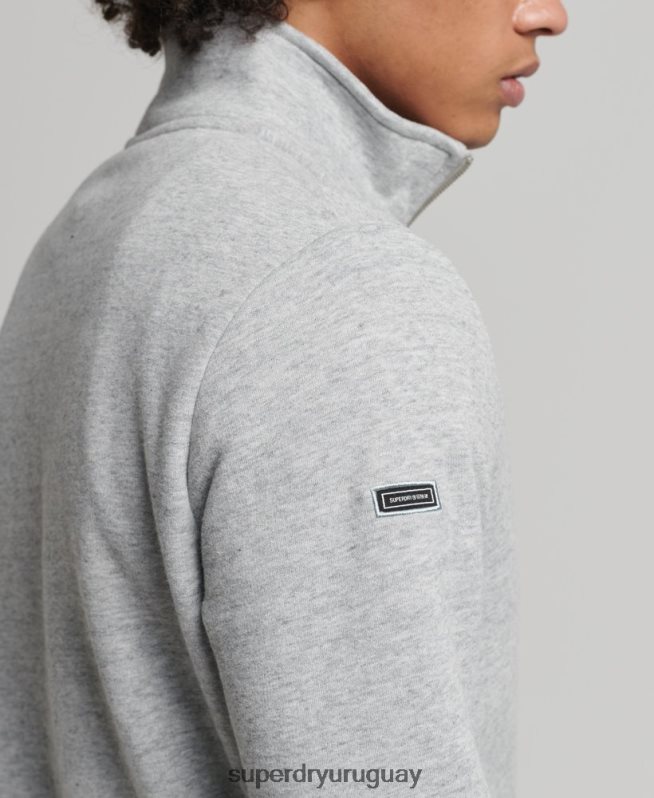uy Superdry hombres sudadera con cuello tunecino y cremallera con logo vintage de algodón orgánico gris DT2N8Z5003 ropa