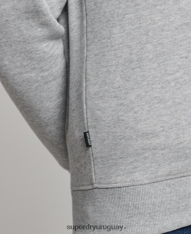 uy Superdry hombres sudadera con cuello tunecino y cremallera con logo vintage de algodón orgánico gris DT2N8Z5003 ropa