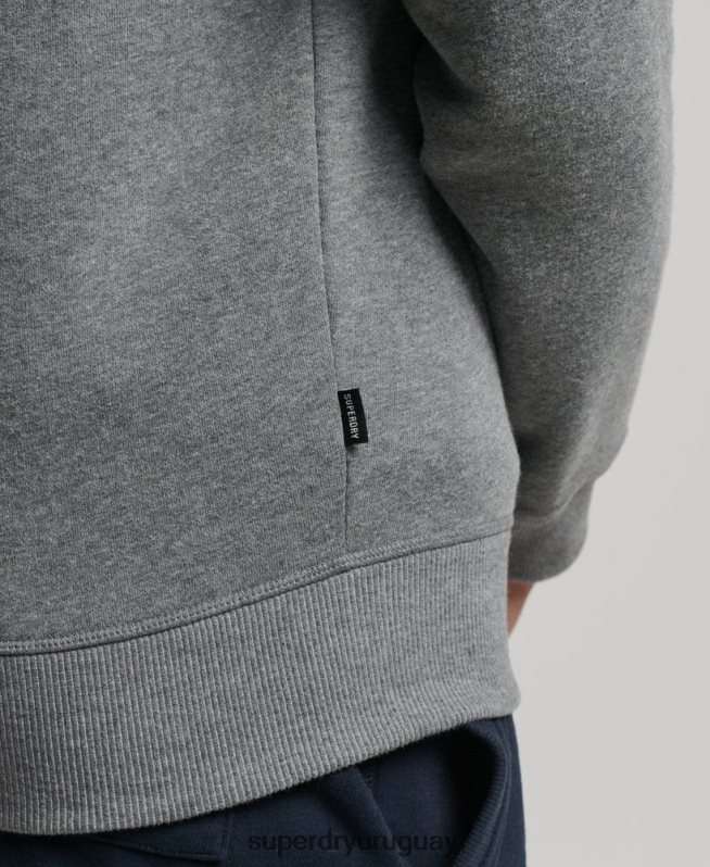 uy Superdry hombres sudadera con cuello tunecino y cremallera con logo vintage de algodón orgánico gris DT2N8Z5076 ropa
