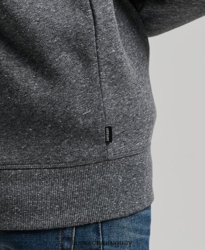 uy Superdry hombres sudadera con cuello tunecino y cremallera con logo vintage de algodón orgánico gris oscuro DT2N8Z5105 ropa