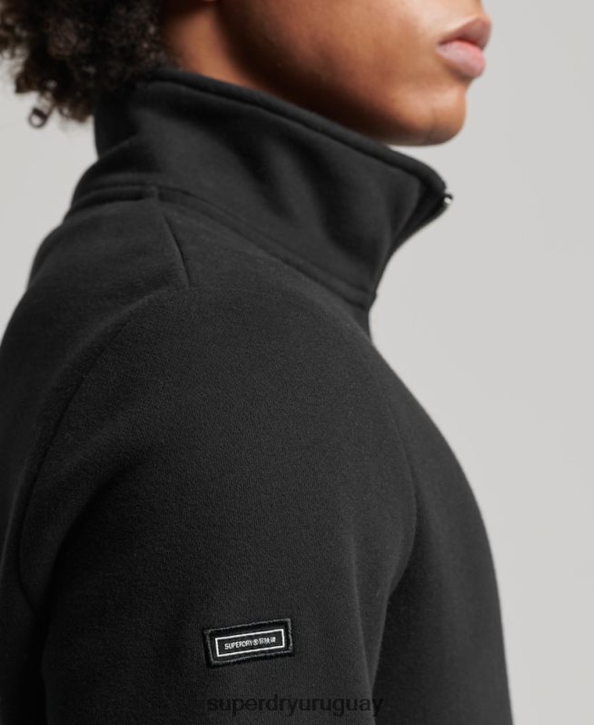 uy Superdry hombres sudadera con cuello tunecino y cremallera con logo vintage de algodón orgánico negro DT2N8Z5047 ropa
