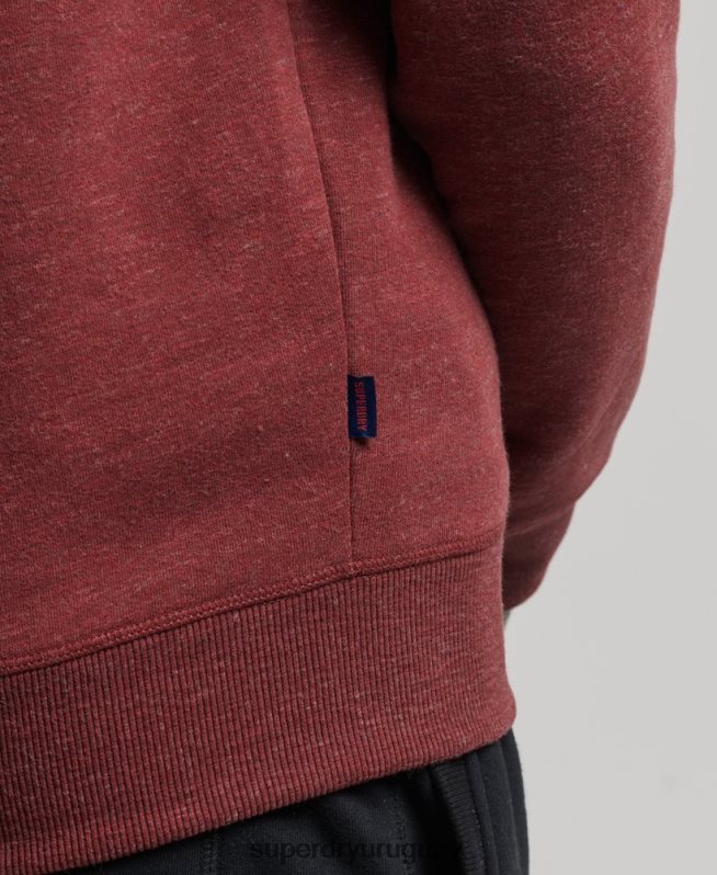 uy Superdry hombres sudadera con cuello tunecino y cremallera con logo vintage de algodón orgánico rojo DT2N8Z5034 ropa