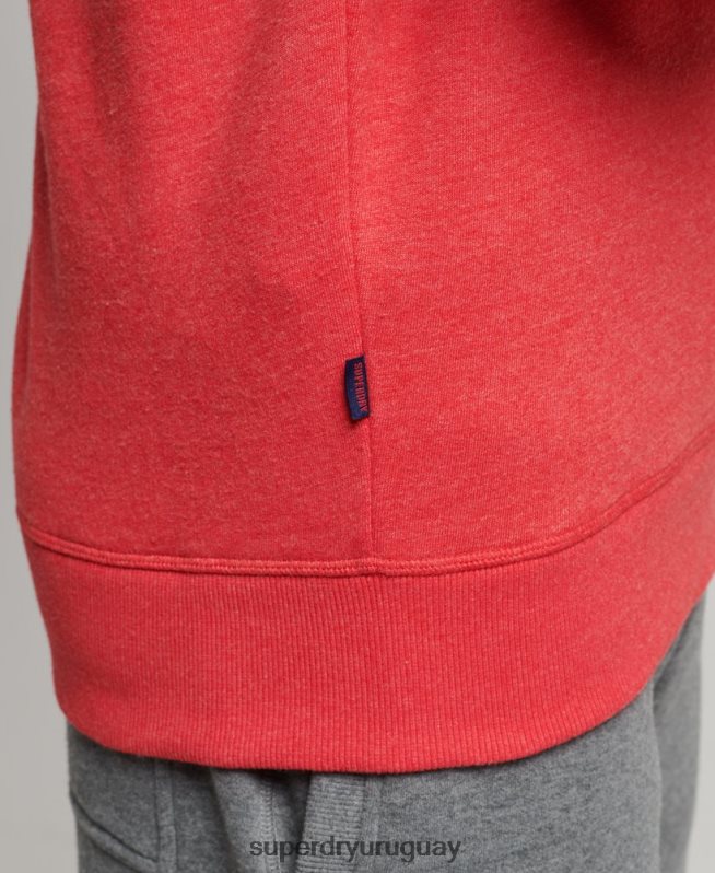 uy Superdry hombres sudadera con cuello tunecino y cremallera con logo vintage de algodón orgánico rojo DT2N8Z5071 ropa