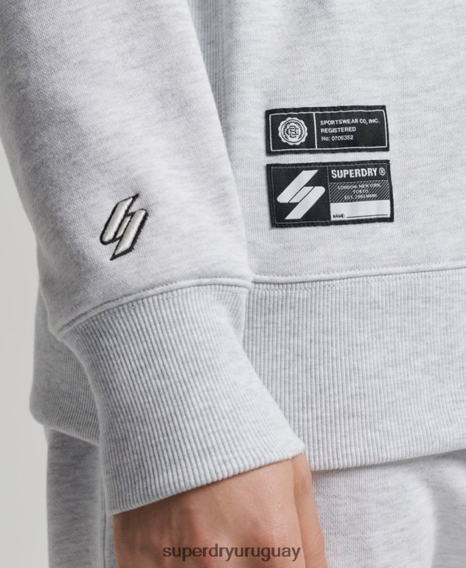 uy Superdry hombres sudadera con equipo de arco del equipo universitario gris claro DT2N8Z778 ropa