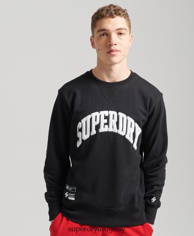 uy Superdry hombres sudadera con equipo de arco del equipo universitario negro DT2N8Z5134 ropa
