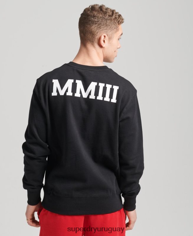 uy Superdry hombres sudadera con equipo de arco del equipo universitario negro DT2N8Z5134 ropa