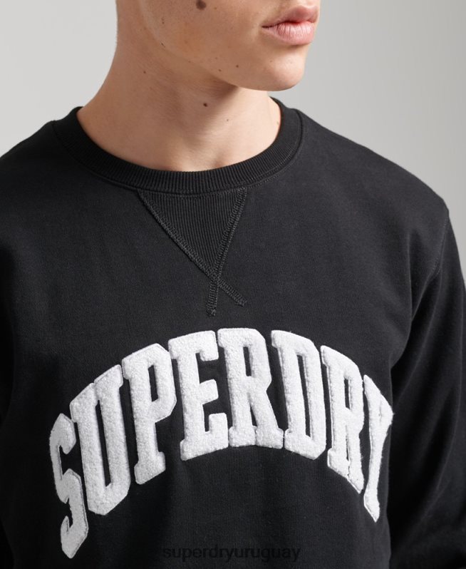 uy Superdry hombres sudadera con equipo de arco del equipo universitario negro DT2N8Z5134 ropa
