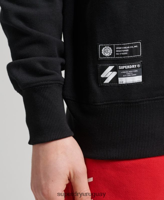 uy Superdry hombres sudadera con equipo de arco del equipo universitario negro DT2N8Z5134 ropa