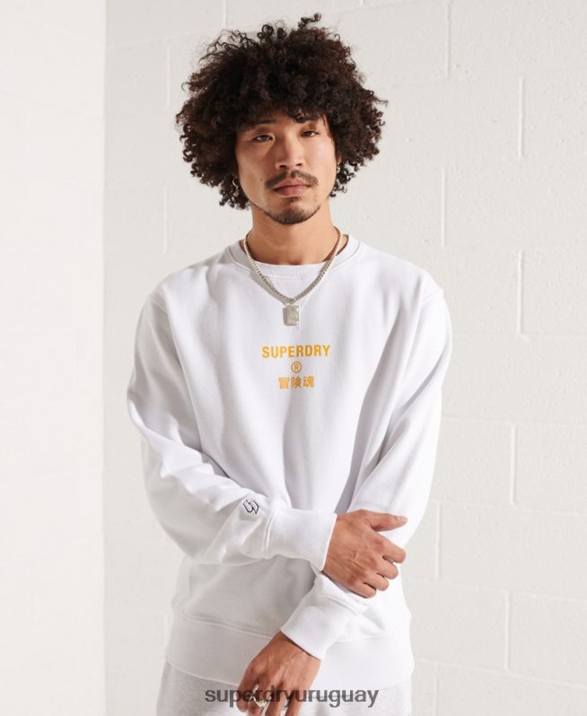 uy Superdry hombres sudadera con equipo independiente blanco DT2N8Z5036 ropa