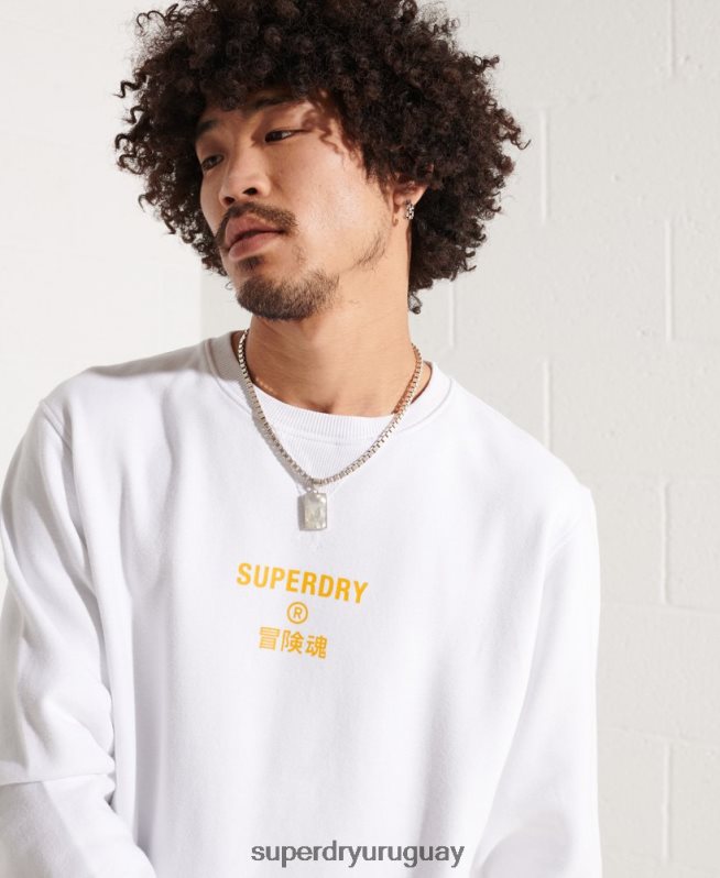 uy Superdry hombres sudadera con equipo independiente blanco DT2N8Z5036 ropa