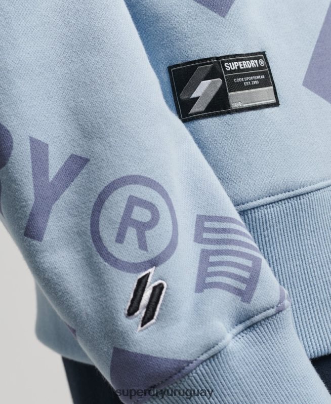 uy Superdry hombres sudadera con estampado de logo central en toda la prenda azul DT2N8Z3458 ropa