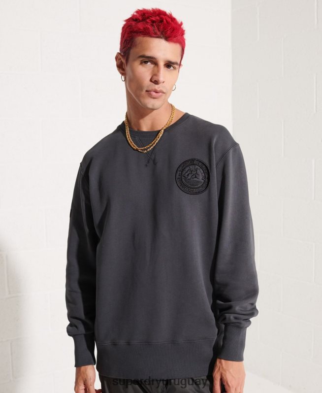 uy Superdry hombres sudadera con estampado gráfico de expedición negro DT2N8Z5057 ropa