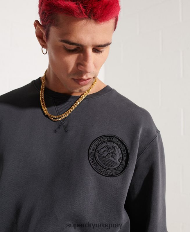 uy Superdry hombres sudadera con estampado gráfico de expedición negro DT2N8Z5057 ropa