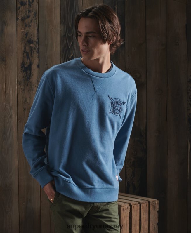 uy Superdry hombres sudadera con gráfico seco de edición limitada azul claro DT2N8Z5234 ropa