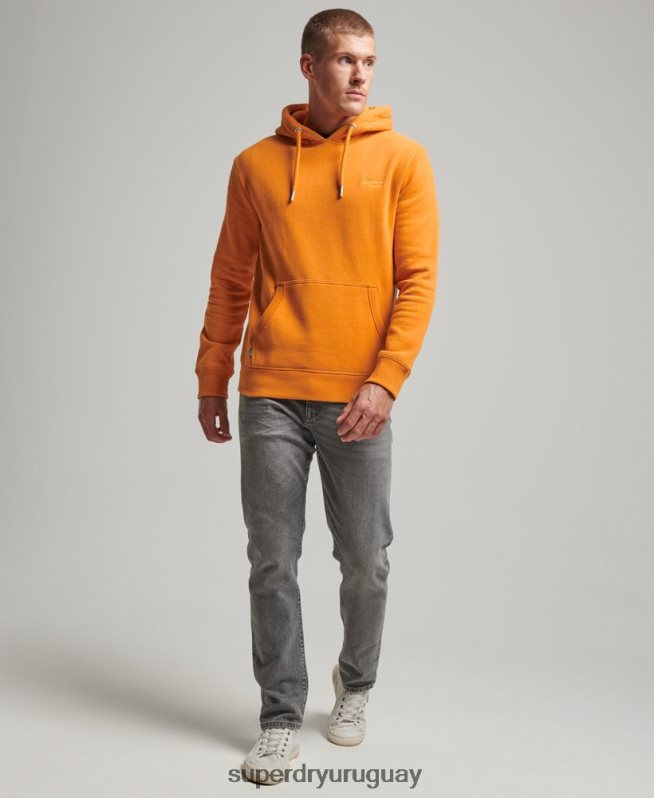 uy Superdry hombres sudadera con logo bordado amarillo DT2N8Z650 ropa