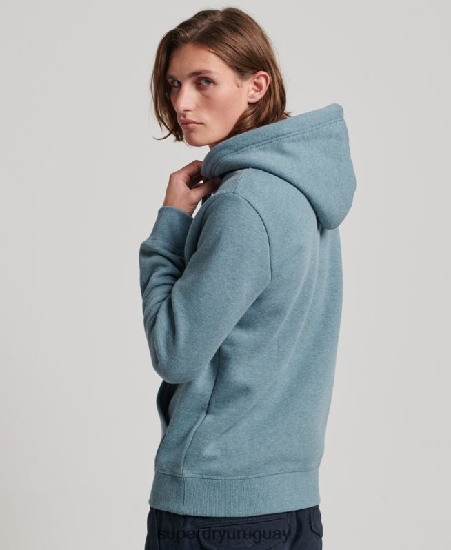 uy Superdry hombres sudadera con logo bordado azul claro DT2N8Z474 ropa