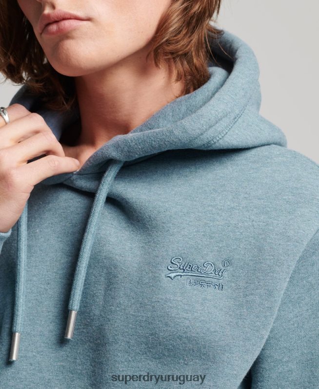 uy Superdry hombres sudadera con logo bordado azul claro DT2N8Z474 ropa