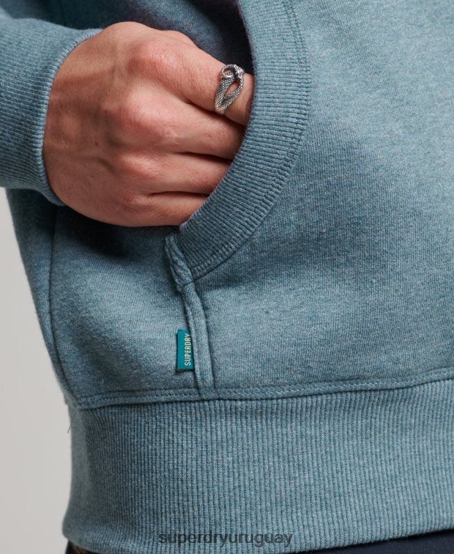 uy Superdry hombres sudadera con logo bordado azul claro DT2N8Z474 ropa