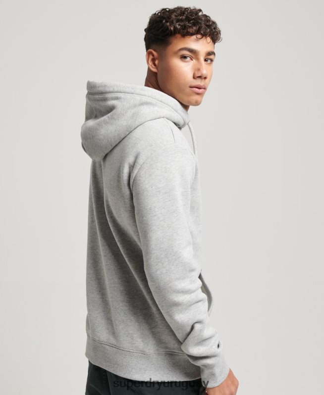 uy Superdry hombres sudadera con logo bordado gris DT2N8Z477 ropa