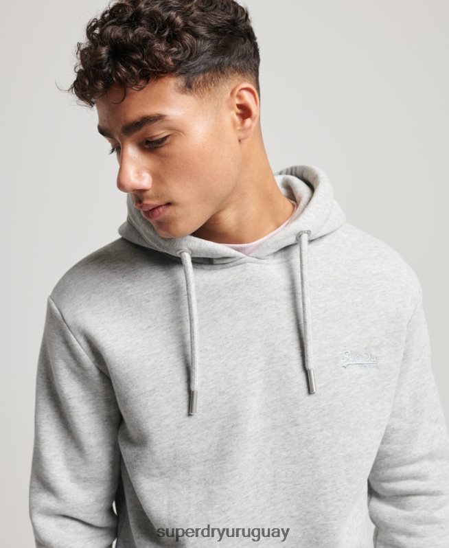 uy Superdry hombres sudadera con logo bordado gris DT2N8Z477 ropa