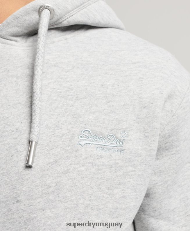 uy Superdry hombres sudadera con logo bordado gris DT2N8Z477 ropa