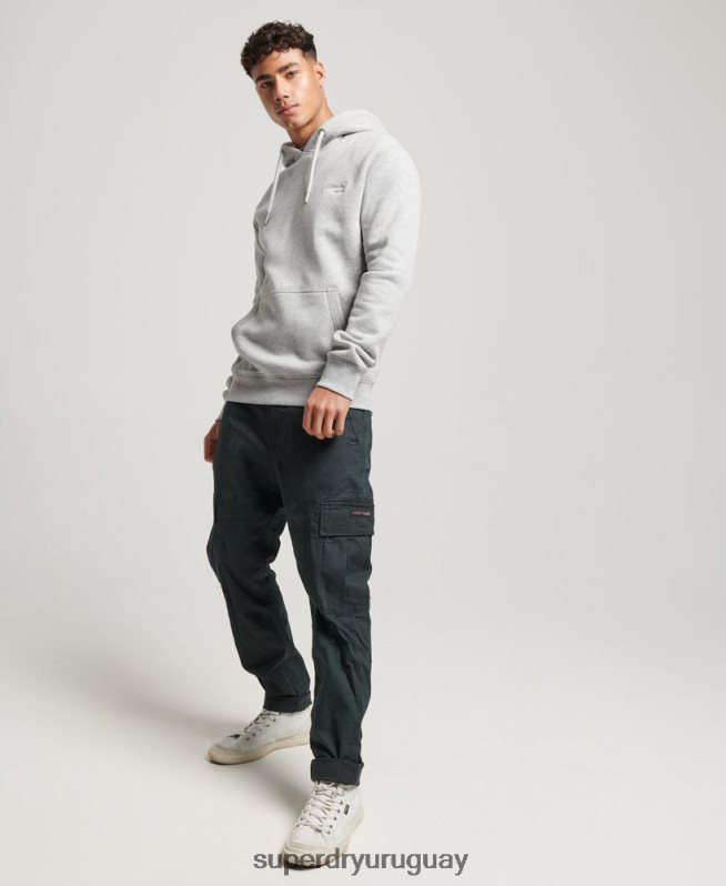 uy Superdry hombres sudadera con logo bordado gris DT2N8Z477 ropa