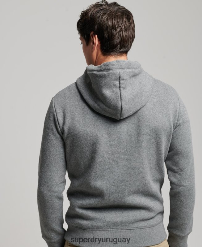 uy Superdry hombres sudadera con logo bordado gris DT2N8Z581 ropa