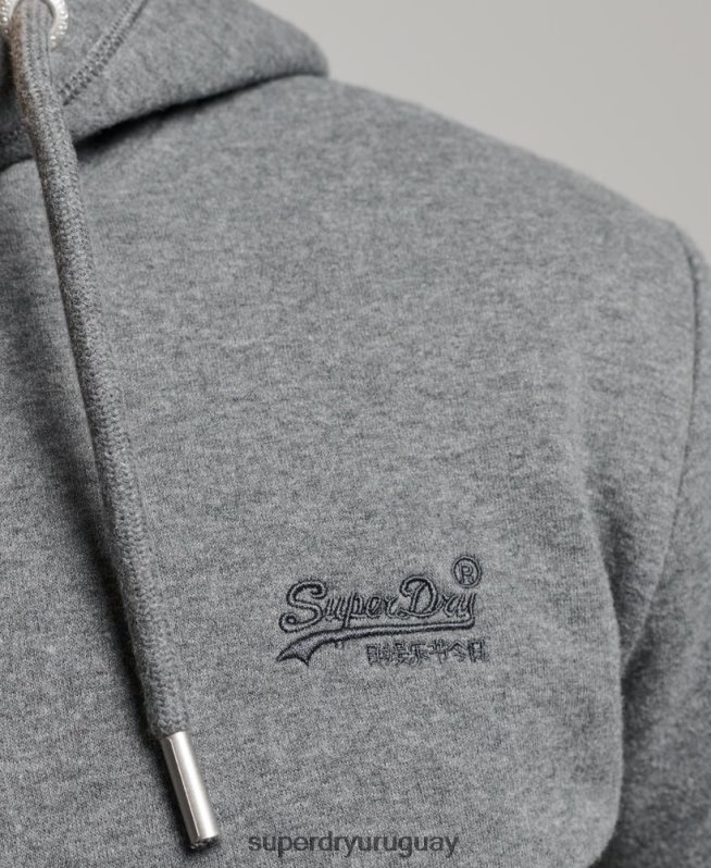 uy Superdry hombres sudadera con logo bordado gris DT2N8Z581 ropa