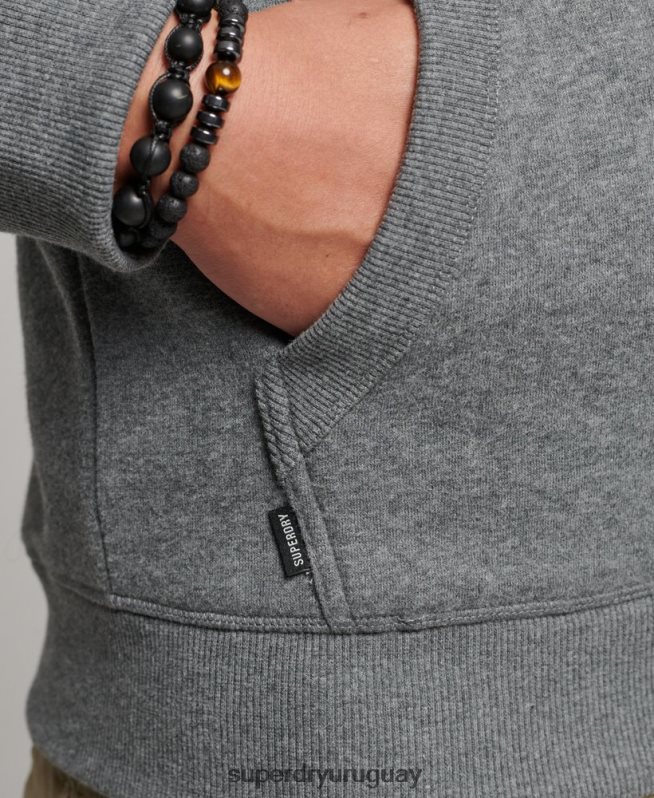 uy Superdry hombres sudadera con logo bordado gris DT2N8Z581 ropa