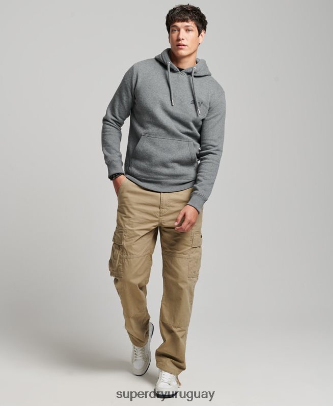 uy Superdry hombres sudadera con logo bordado gris DT2N8Z581 ropa