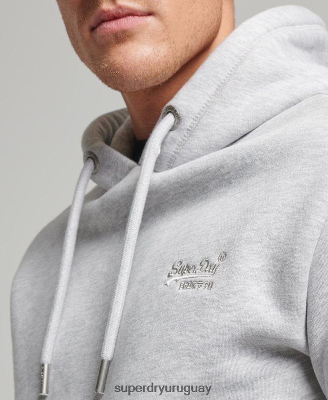 uy Superdry hombres sudadera con logo bordado gris claro DT2N8Z460 ropa